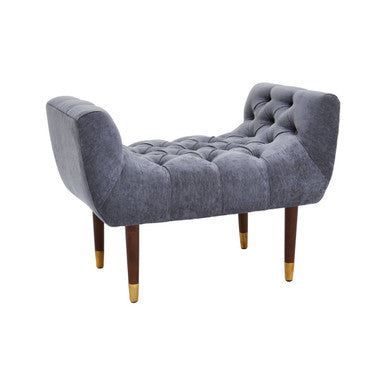 Grey Chenille Button Tufted Stool