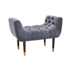 Grey Chenille Button Tufted Stool