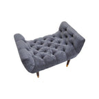 Grey Chenille Button Tufted Stool
