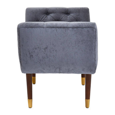 Grey Chenille Button Tufted Stool