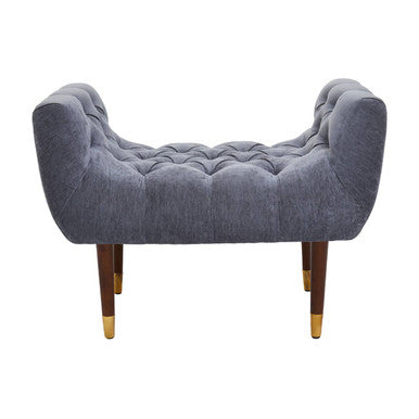 Grey Chenille Button Tufted Stool