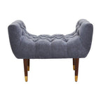 Grey Chenille Button Tufted Stool
