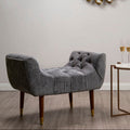 Grey Chenille Button Tufted Stool