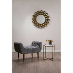 Grey Chenille Button Tufted Stool
