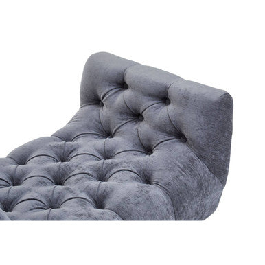 Grey Chenille Button Tufted Stool