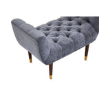 Grey Chenille Button Tufted Stool