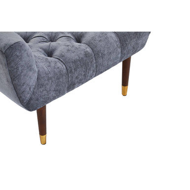 Grey Chenille Button Tufted Stool