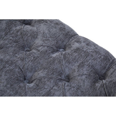 Grey Chenille Button Tufted Stool