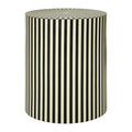 Ivory and Black Cylindrical Stool and Side Table