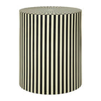 Ivory and Black Cylindrical Stool and Side Table