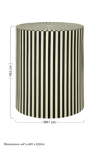 Ivory and Black Cylindrical Stool and Side Table