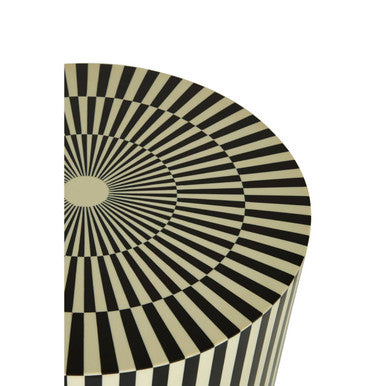 Ivory and Black Cylindrical Stool and Side Table