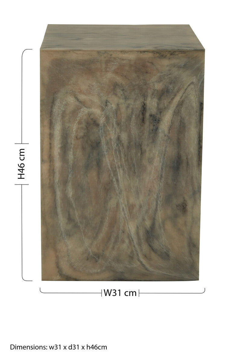 Stone Grey Marble Effect Side Table and Stool