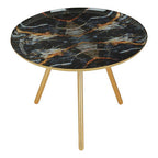 Marble Effect and Gold Finish Round Side Table