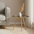 Marble Effect and Gold Finish Round Side Table