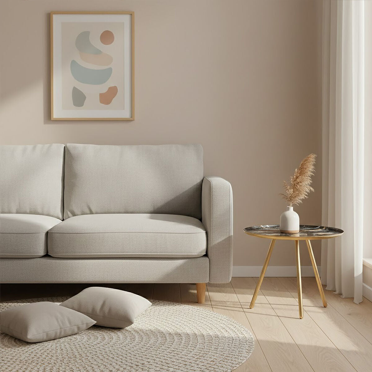 Marble Effect and Gold Finish Round Side Table