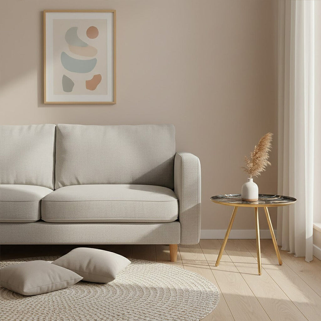 Marble Effect and Gold Finish Round Side Table