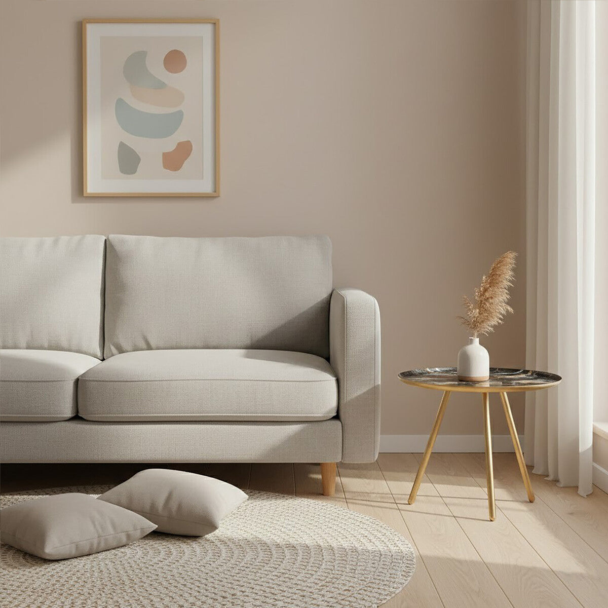 Marble Effect and Gold Finish Round Side Table