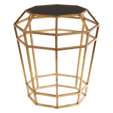 Black Mirror and Gold Finish Base Side Table