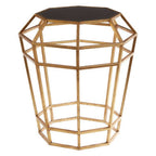 Black Mirror and Gold Finish Base Side Table