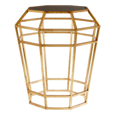 Black Mirror and Gold Finish Base Side Table