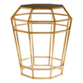Black Mirror and Gold Finish Base Side Table