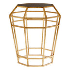 Black Mirror and Gold Finish Base Side Table
