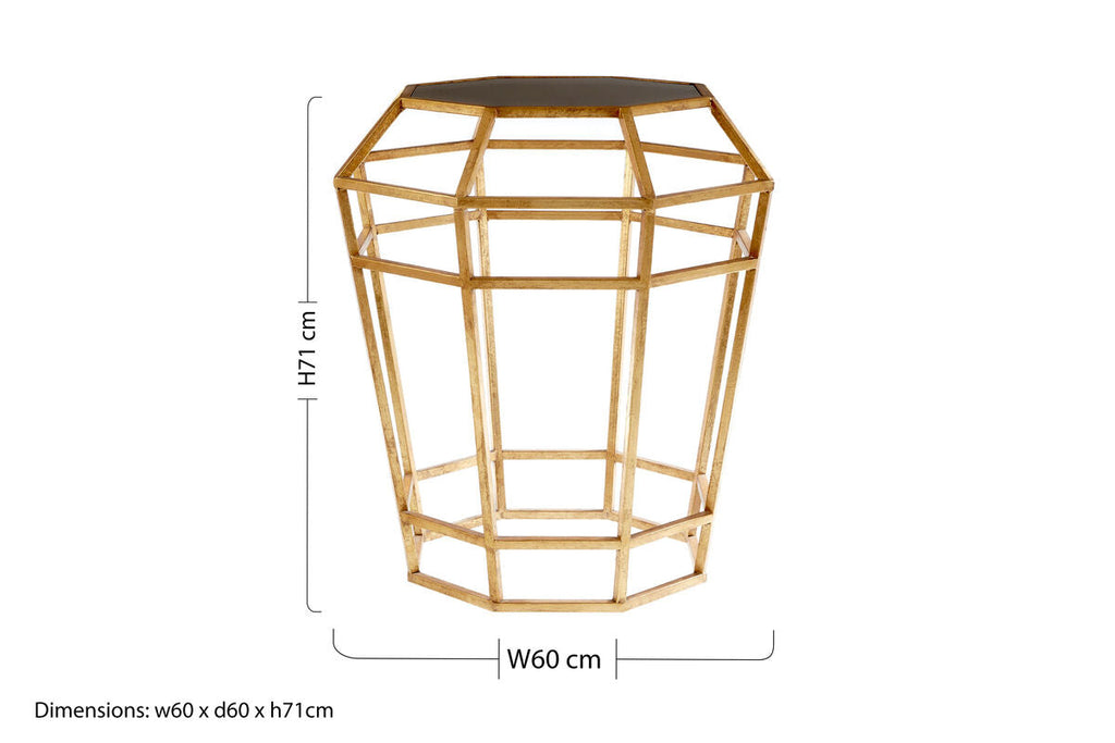 Black Mirror and Gold Finish Base Side Table