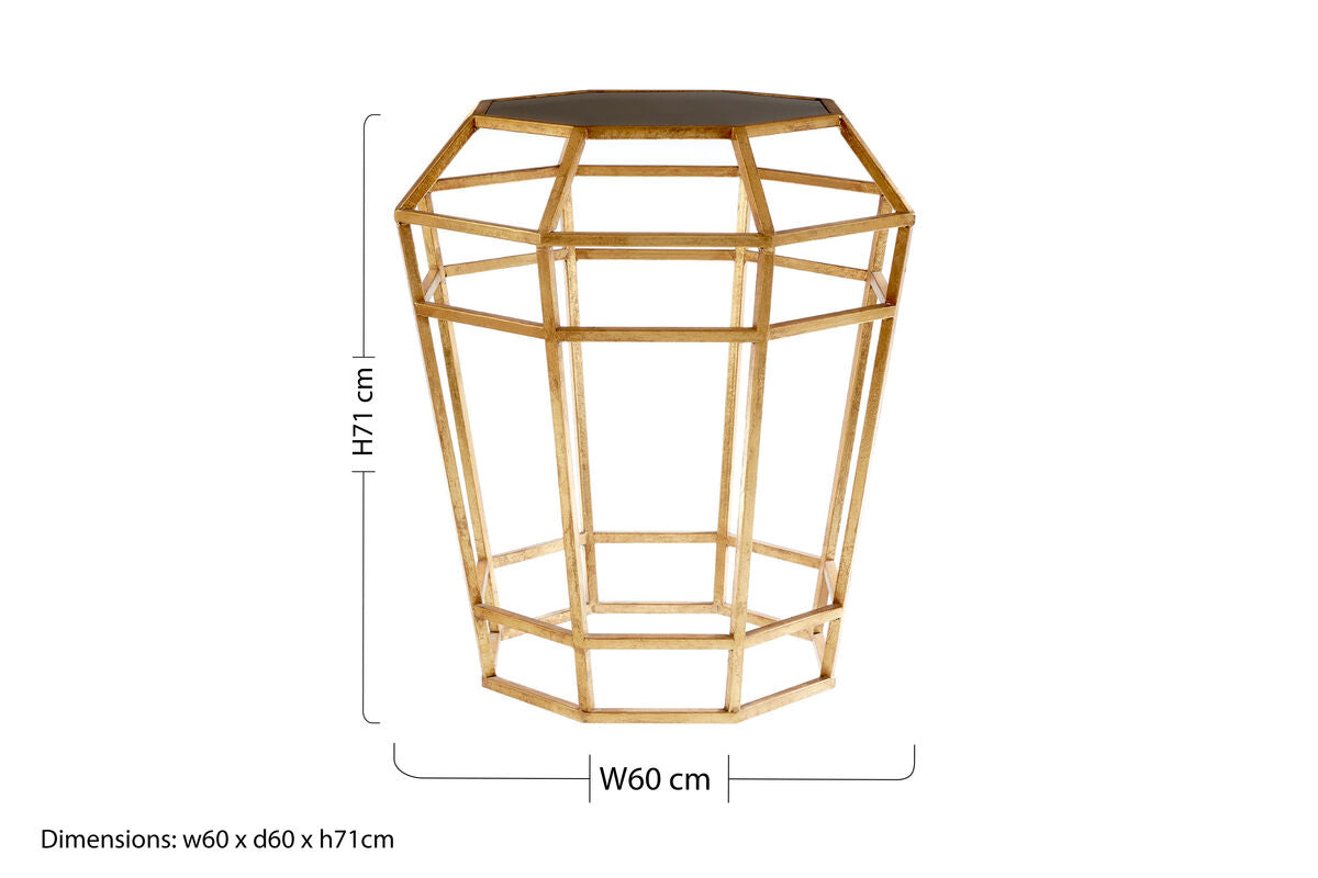 Black Mirror and Gold Finish Base Side Table