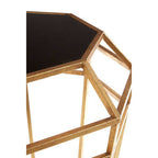 Black Mirror and Gold Finish Base Side Table