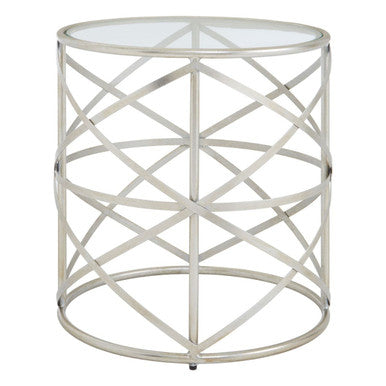 Clear Glass and Silver Finish Designer Side Table