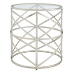 Clear Glass and Silver Finish Designer Side Table