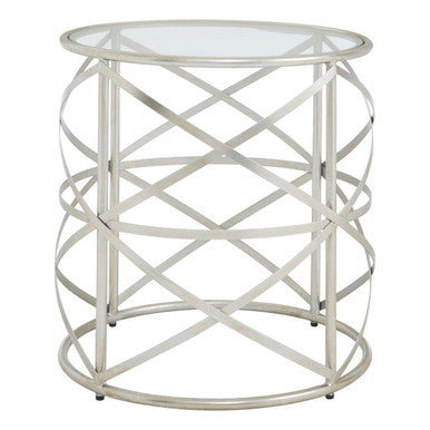 Clear Glass and Silver Finish Designer Side Table