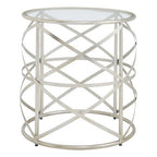Clear Glass and Silver Finish Designer Side Table