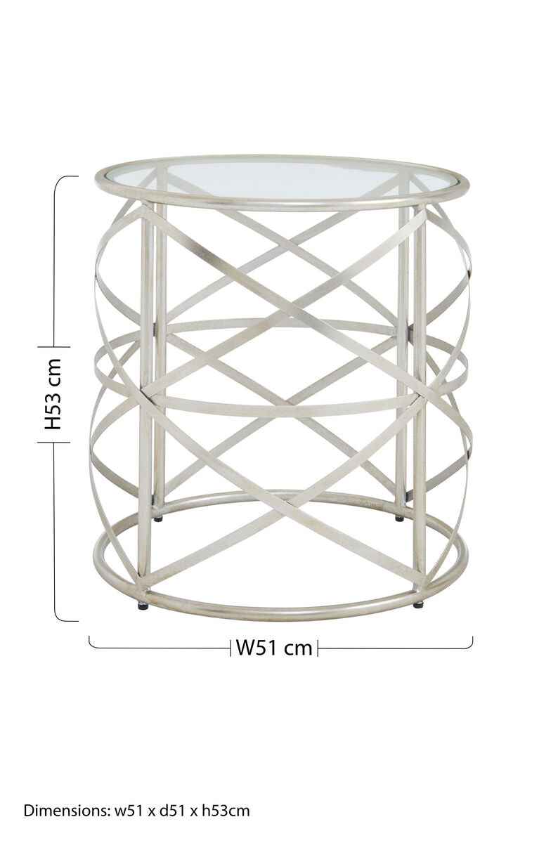 Clear Glass and Silver Finish Designer Side Table