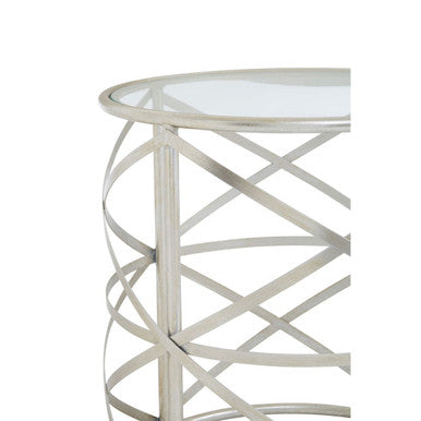 Clear Glass and Silver Finish Designer Side Table