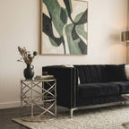 Clear Glass and Silver Finish Designer Side Table