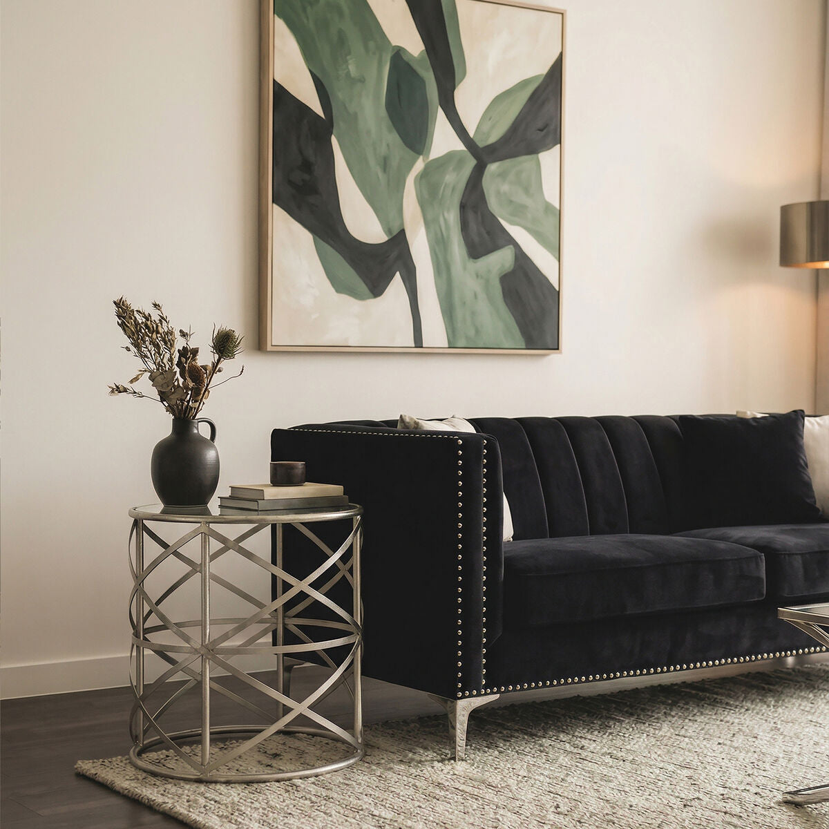 Clear Glass and Silver Finish Designer Side Table
