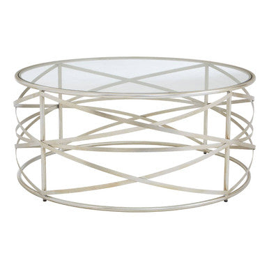Clear Glass and Silver Finish Designer Coffee Table