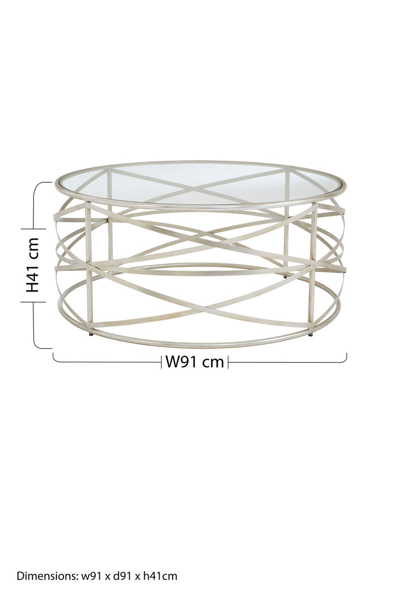 Clear Glass and Silver Finish Designer Coffee Table