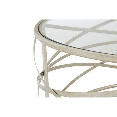 Clear Glass and Silver Finish Designer Coffee Table