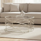 Clear Glass and Silver Finish Designer Coffee Table