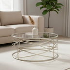 Clear Glass and Silver Finish Designer Coffee Table