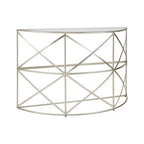 Clear Glass and Silver Finish Half Moon Console Table