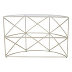Clear Glass and Silver Finish Half Moon Console Table