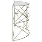 Clear Glass and Silver Finish Half Moon Console Table