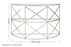 Clear Glass and Silver Finish Half Moon Console Table