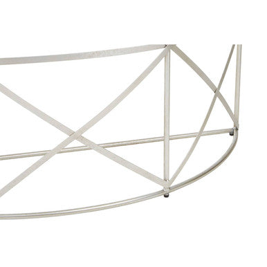 Clear Glass and Silver Finish Half Moon Console Table
