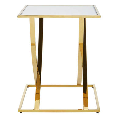Mirrored Top and Gold Finish Side Table