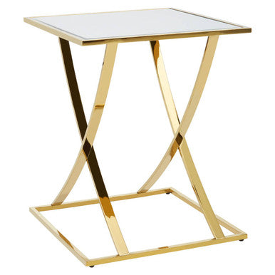 Mirrored Top and Gold Finish Side Table